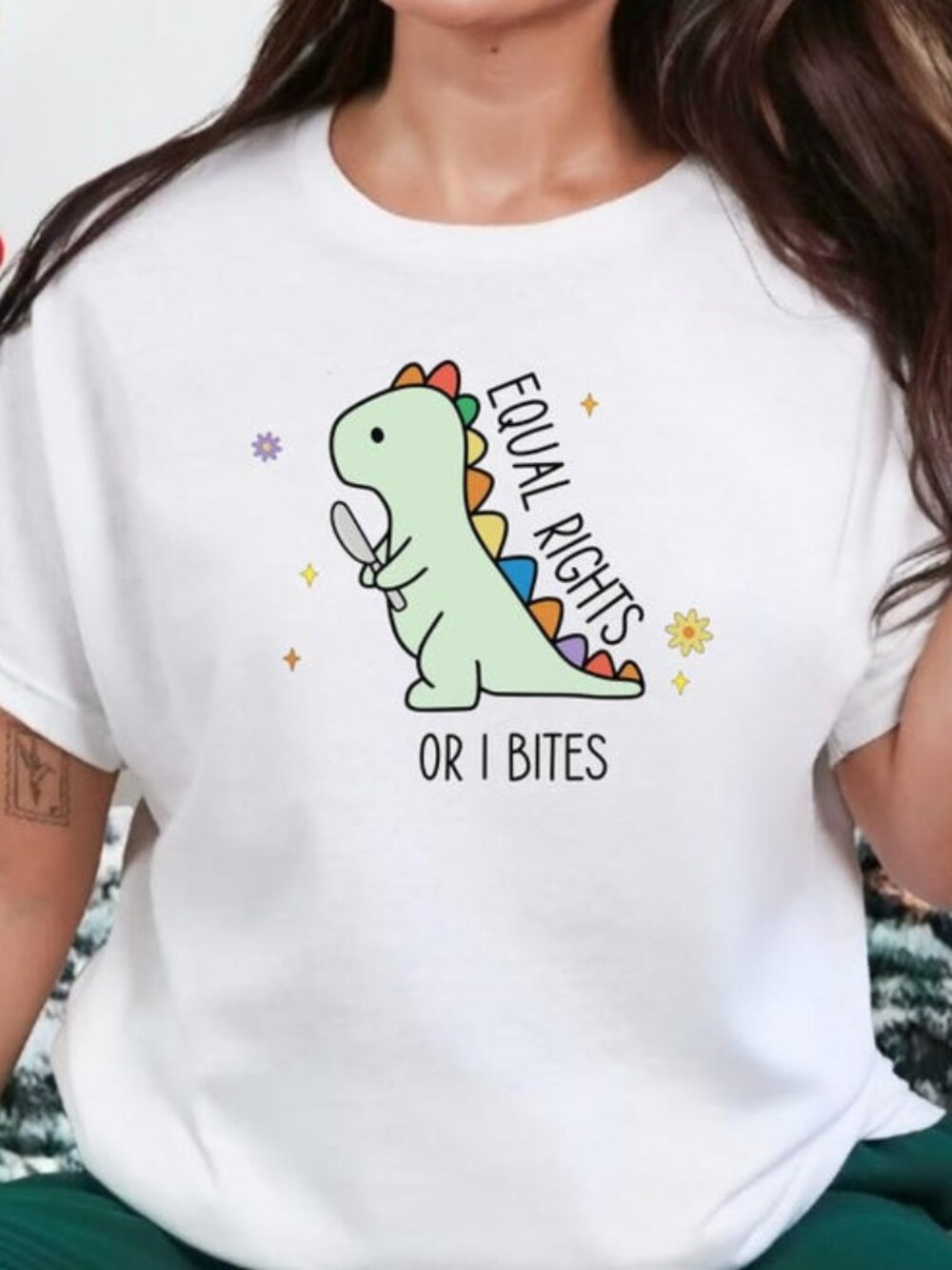Equal Rights or I Bites Cute TRex Ally Pride Shirt